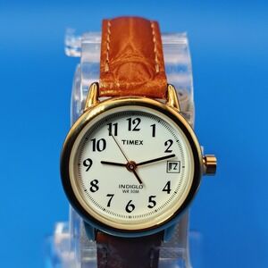 New! Vintage 2012 Timex Easy Reader Date 25mm Women's Quartz Watch Leather NOS